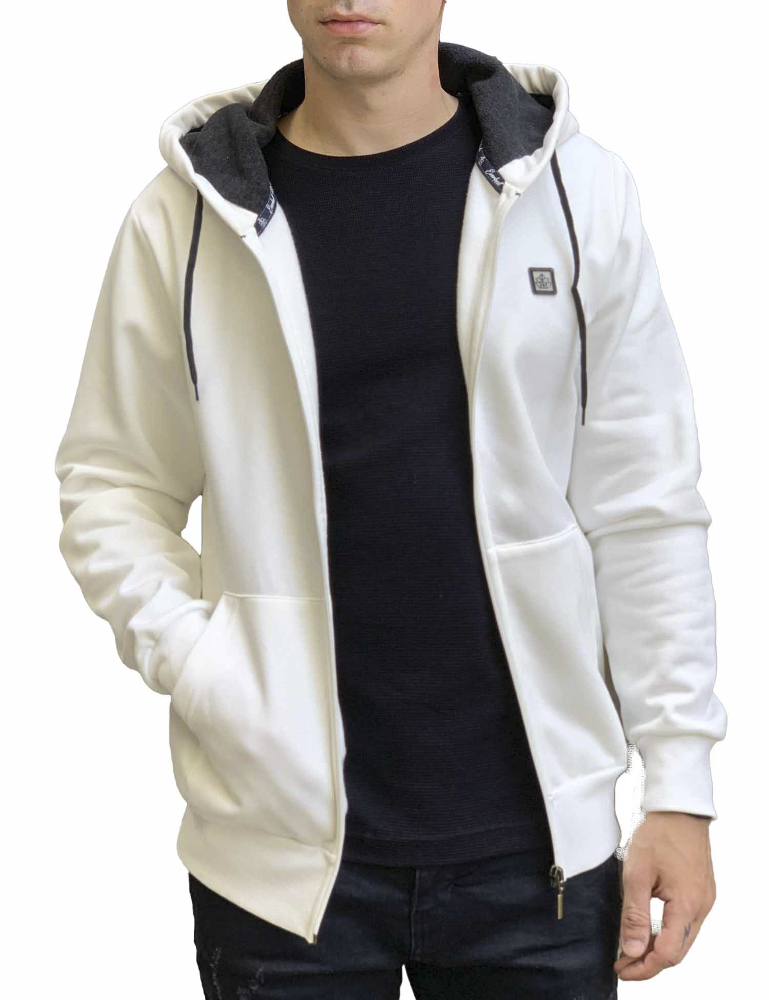 Everbest ανδρική Plus Size λευκή ζακέτα φούτερ 241011W φωτογραφία